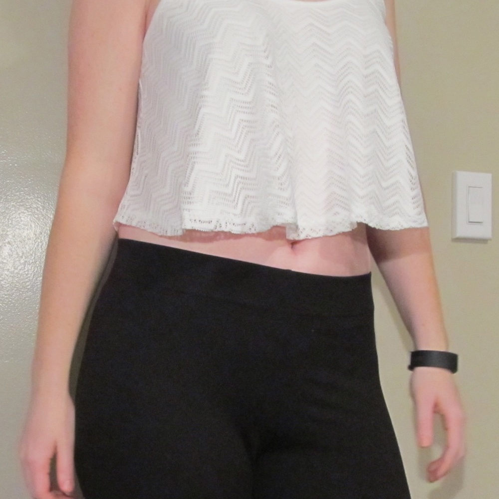Charlotte Russe White Chevron Crop Top